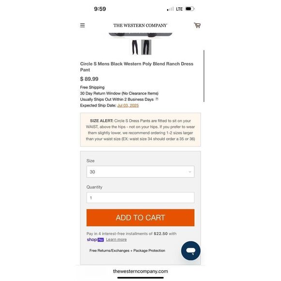 Circle S Mens Black Western Poly Blend Ranch Dress Pant - Picture 14 of 14